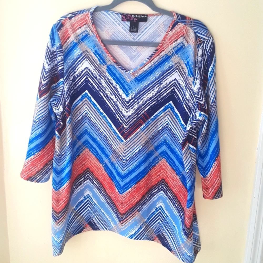 Peck & Peck Chevron Pattern Sleeve Shirt